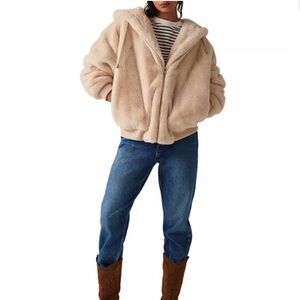 Ba&sh Wallace Faux Fur Coat - off-white/ecru, size Medium (FR Size 2)